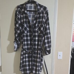 Black and White Plaid Shirt Dress